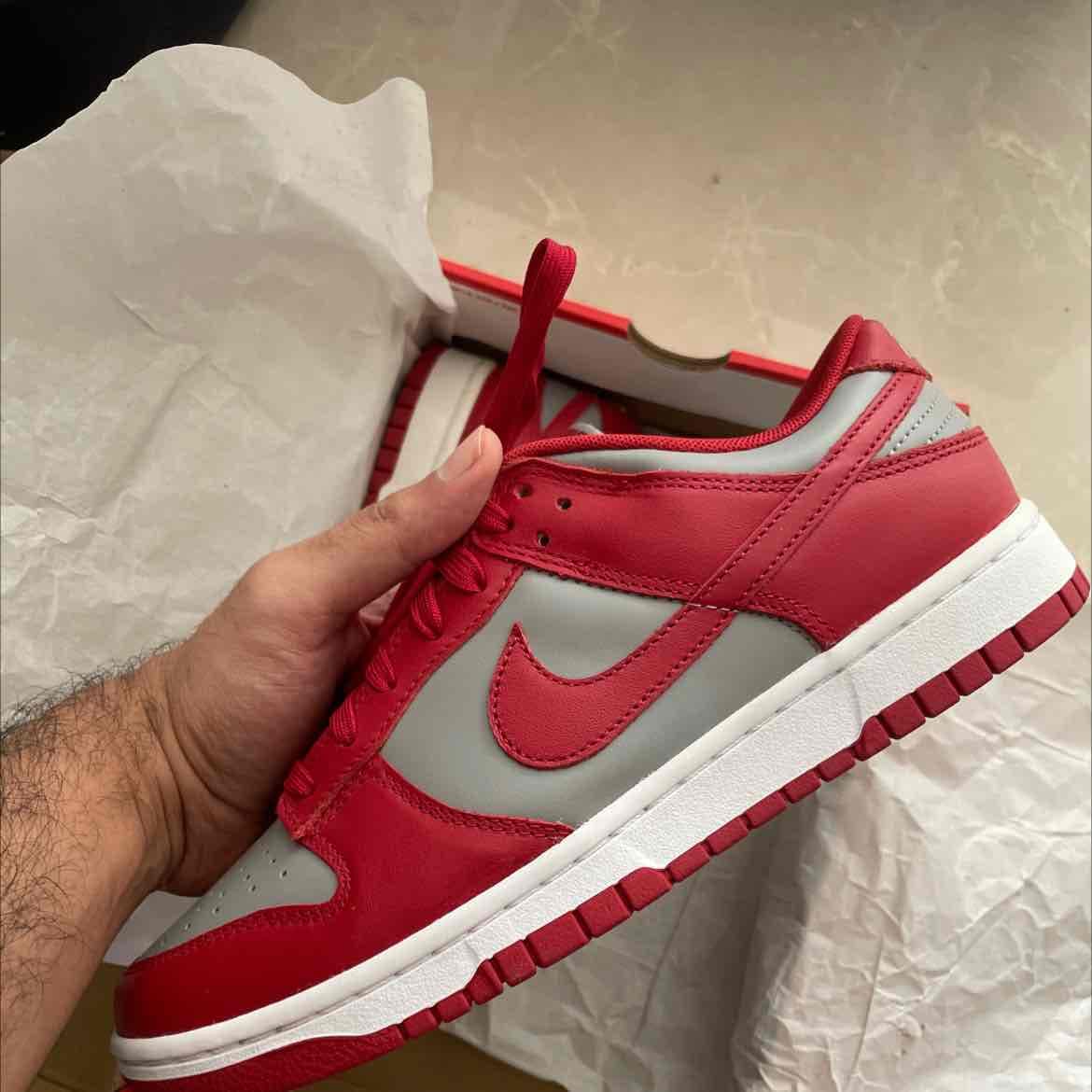 Nike Dunk Low Gray/Red Size 9.5